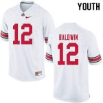 Youth Ohio State Buckeyes #12 Matthew Baldwin White Nike NCAA College Football Jersey Sport JRS4144LB